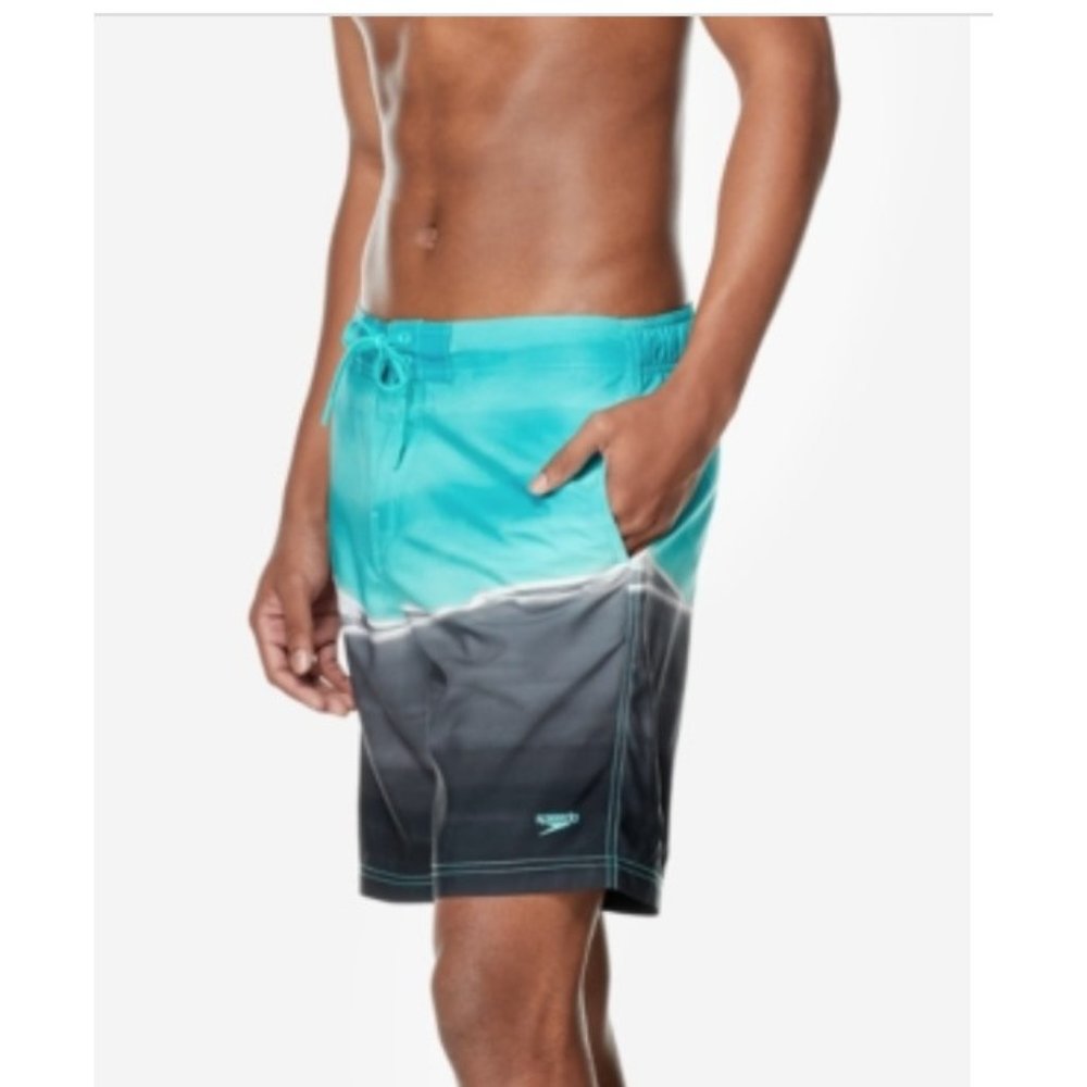 NWT Speedo Men's Small Swim Trunks Shorts Down Drift Ombre Tie Dyed Boardshort